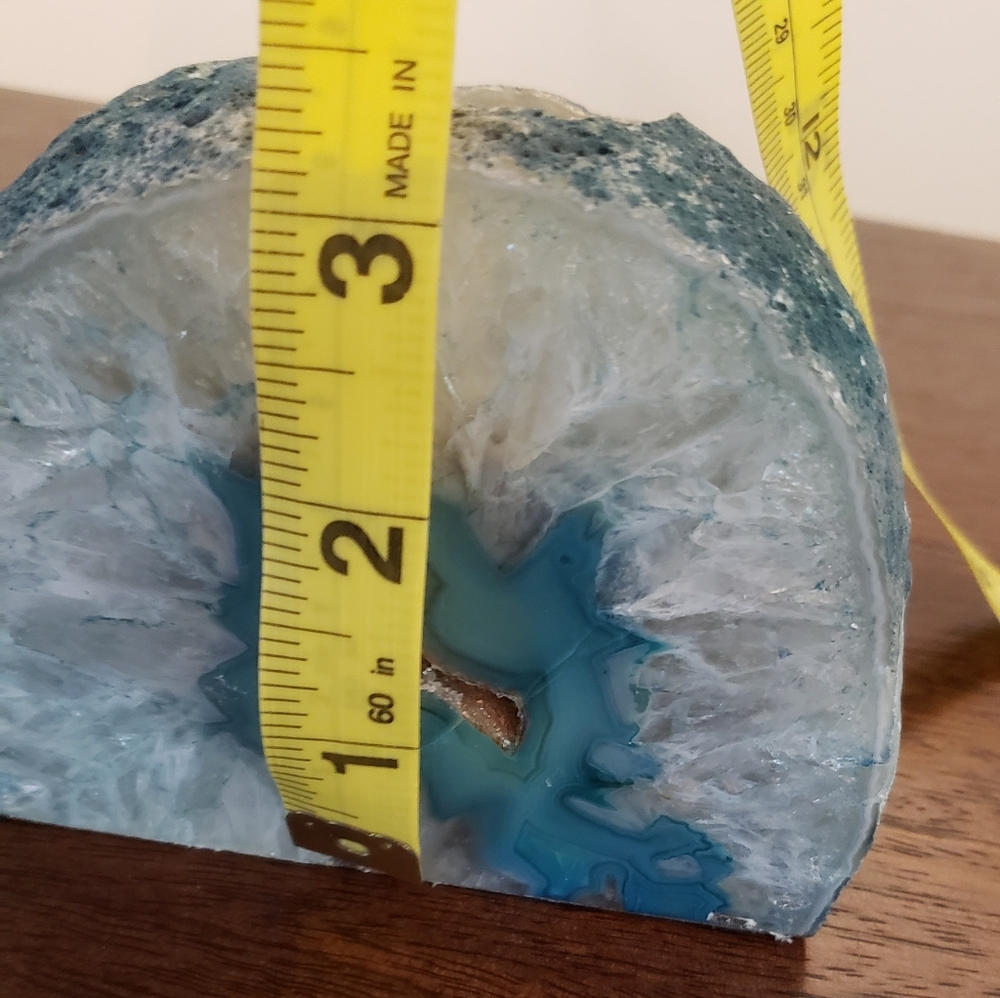Blue Geode Bookend/Candle Holder Made in Brazil - Picture 7 of 8
